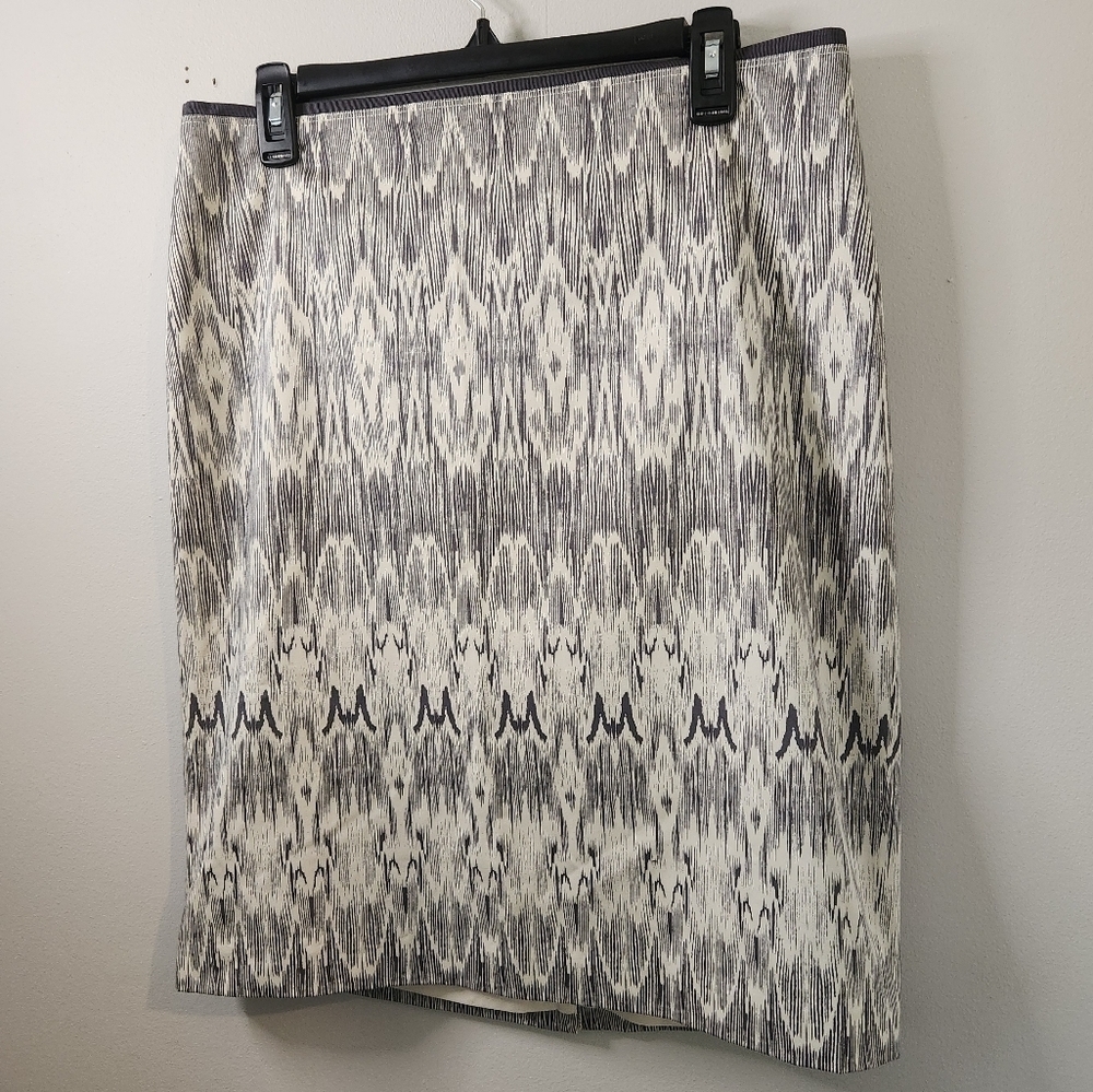 New! Club Monaco Size 12‎ Abstract Print Ikat Fitted Pencil Skirt - NWT NEUTRALS